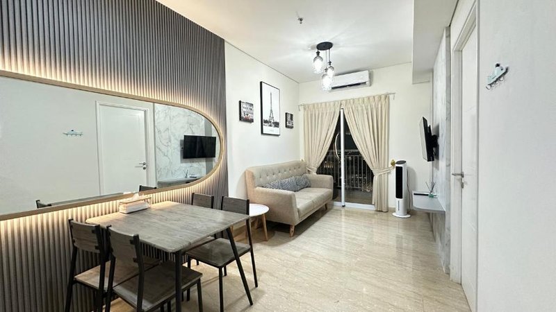 Apartemen Podomoro View Kota 2BR lantai 17 Full perabot