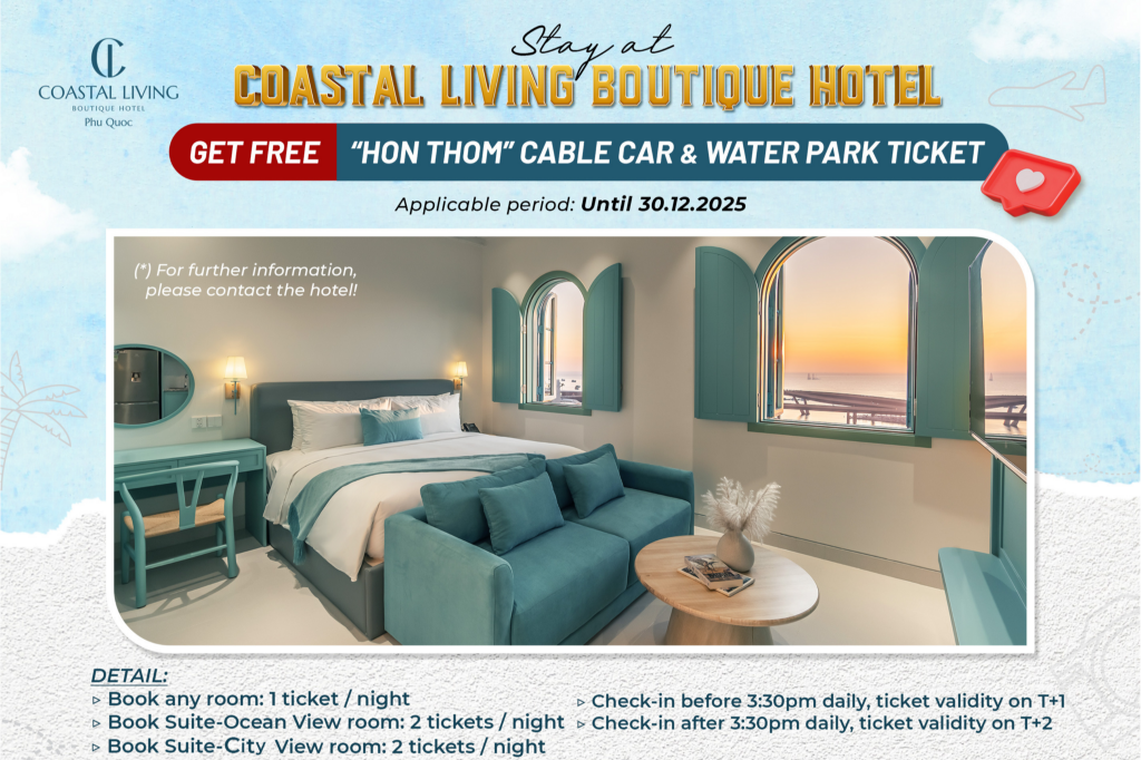 Coastal Living Hotel Phu Quoc – Free Cable Car Ticket & Hon Thom Water Park